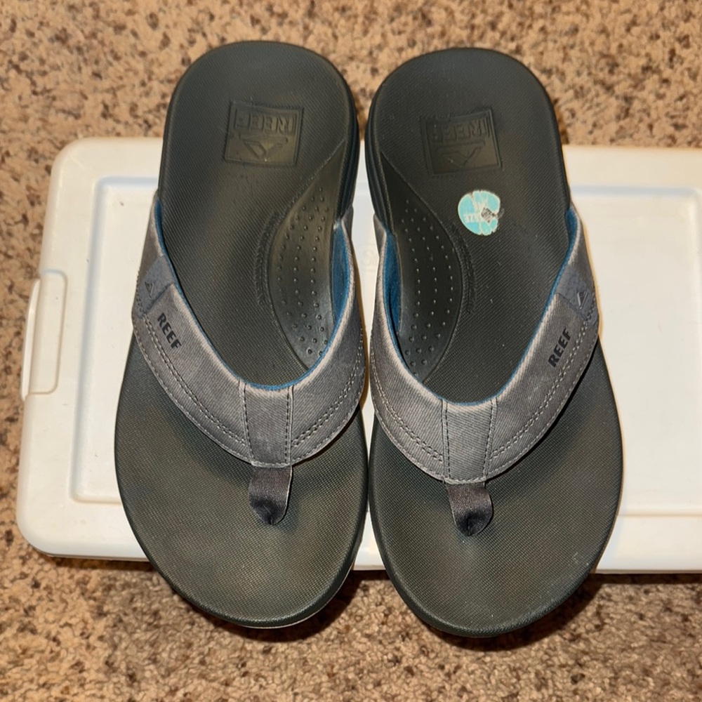 Reef Gray and Black Flip Flops